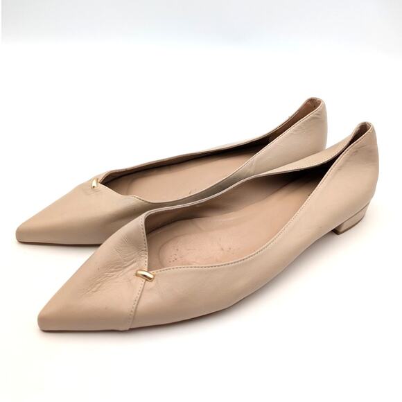 LK Bennett Cally Hardware-Embellished Pointed Toe Flat Beige Size US9 EU40 - Picture 1 of 13